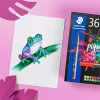 Ecsetirón készlet, STAEDTLER "Pigment brush 371", 36 különböző szín