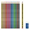 Színes ceruza készlet, hatszögletű, ajándék grafitceruzával és radírral, STAEDTLER "Noris 185", 12 különböző szín