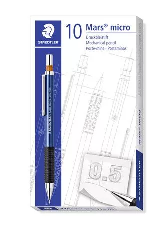 Nyomósirón, 0,5 mm, STAEDTLER "Mars micro 775", kék