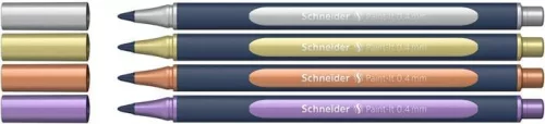 Metálfényű rollertoll készlet, 0,4 mm, SCHNEIDER "Paint-It 050" 4 különböző szín