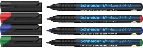 Alkoholos marker készlet, OHP, 1 mm, SCHNEIDER "Maxx 224 M", 4 különböző szín