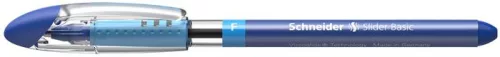 Golyóstoll, 0,3 mm, kupakos, SCHNEIDER "Slider Basic F", kék