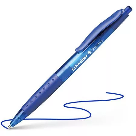 Golyóstoll, 0,5 mm, nyomógombos, SCHNEIDER "Suprimo", kék