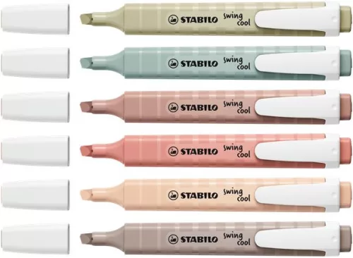 Szövegkiemelő készlet, 1-4 mm, STABILO "Swing cool NatureCOLORS", 6 különböző szín