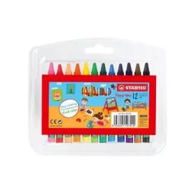   Zsírkréta, műanyag dobozban, STABILO "Yippy-wax", 12 különböző szín