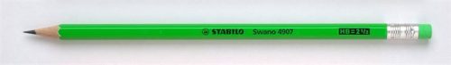 Grafitceruza radírral, HB, hatszögletű, STABILO "Swano Neon", zöld