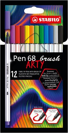Rostirón készlet, STABILO "Pen 68 brush ARTY", 10 különböző szín