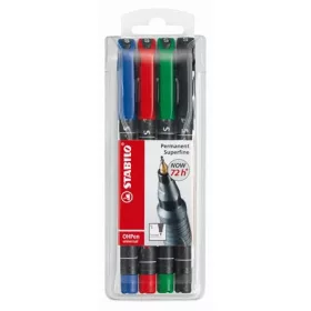   Alkoholos marker készlet, 0,4 mm, STABILO "OHPen S", 4 különböző szín