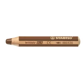   Színes ceruza, kerek, vastag, STABILO "Woody 3 in 1", barna