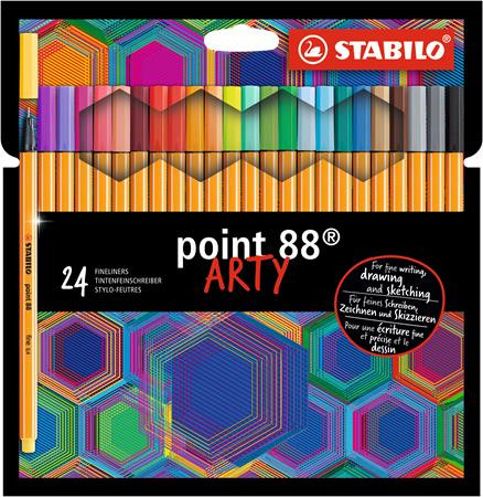 Tűfilc készlet, 0,4 mm, STABILO "Point 88 ARTY", 24 különböző szín