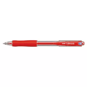   Golyóstoll, 0,3 mm, nyomógombos, UNI "SN-100 Laknock", piros