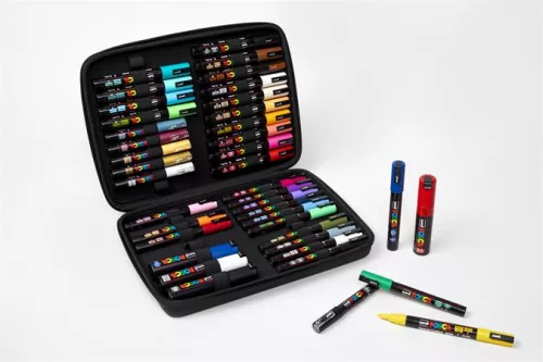 Dekormarker készlet, táskában, UNI "Posca", 40 darabos