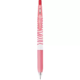   Zseléstoll, 0,33 mm, nyomógombos, csíkos test, ZEBRA "Sarasa Clip Pastel", pasztellpiros