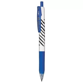   Zseléstoll, 0,33 mm, nyomógombos, csíkos test, ZEBRA "Sarasa Clip", kék