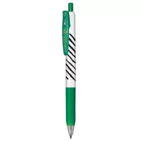   Zseléstoll, 0,33 mm, nyomógombos, csíkos test, ZEBRA "Sarasa Clip", zöld