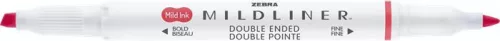 Szövegkiemelő, 1,0/3,5 mm, kétvégű ZEBRA "Mildliner Cool & Refined" piros