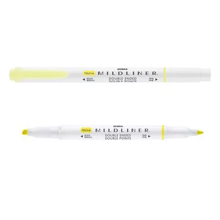 Szövegkiemelő, 1,0/3,5 mm, kétvégű, ZEBRA "Mildliner Fluorescent", sárga