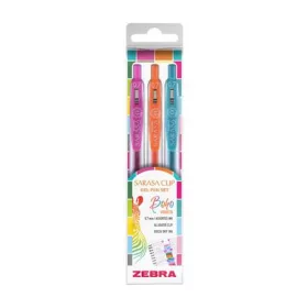   Zseléstoll készlet, 0,33 mm, nyomógombos, ZEBRA "Sarasa Clip Boho Vibes", 3 különböző szín