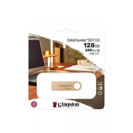 Pendrive, 128GB, USB 3.2 Gen1, KINGSTON "DataTraveler SE9 G3", arany
