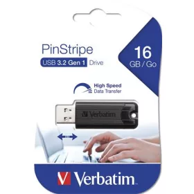   Pendrive, 16GB, USB 3.2, VERBATIM "Pinstripe", fekete