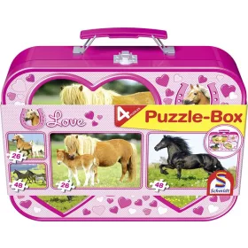   Lovak 2x26,2x48 db, Fém kofferben (55588) Pferde, Puzzle-Box / Horses, Puzzle-Box