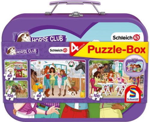 Horse Club, Puzzle-Box, 2x60, 2x100 db (56515) Puzzle-Box im Metallkoffer