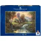 Mountain Retreat, Thomas Kinkade, 1000 db (58445) Holzhaus am Bach