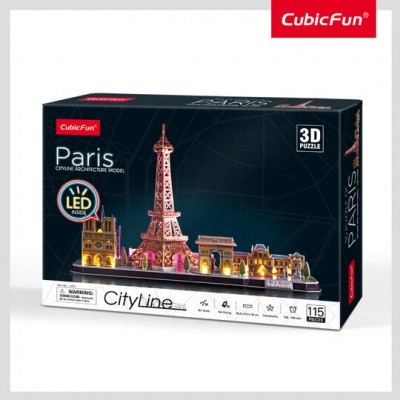 Cubic Fun 3D puzzle City Line Párizs LED-es