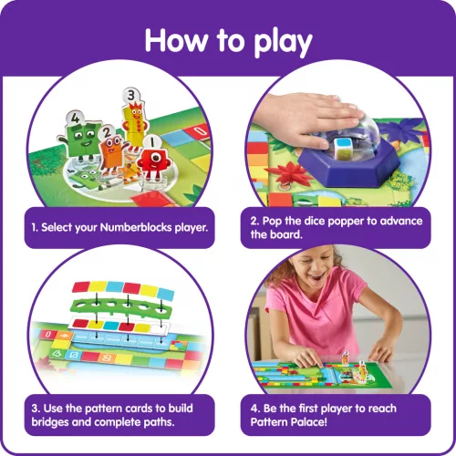 Numberblocks társasjáték – Race to Pattern Palace, mintaalkotó fejlesztő játék