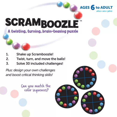 Scramboozle logikai golyópuzzle – színes, fidget agytorna, 6+ éveseknek