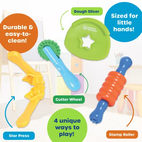 Learning Resources Helping Hands Tactile Tools – gyurmakellék készségfejlesztő eszközkészlet, 4 db (3–7 év)