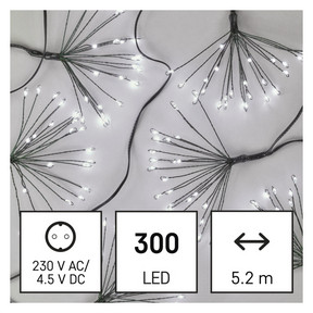 LED fényfüzér – fürtök, nano, 5,2 m, beltérre, hideg fehér, időzítő