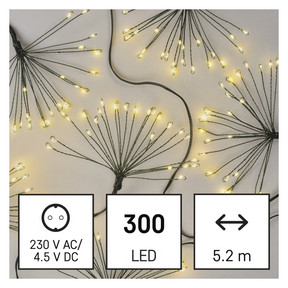 LED fényfüzér – fürtök, nano, 5,2 m, beltéri, meleg fehér, időzítő