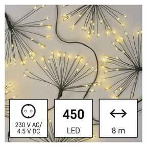 LED fényfüzér – fürtök, nano, 8 m, beltéri, meleg fehér, időzítő