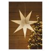 LED papírcsillag, függeszthető, ezüst csillámporos középen, fehér, 60 cm, beltéri