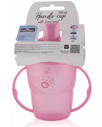 Baby Care itatópohár fogantyúval 210ml magas - pink