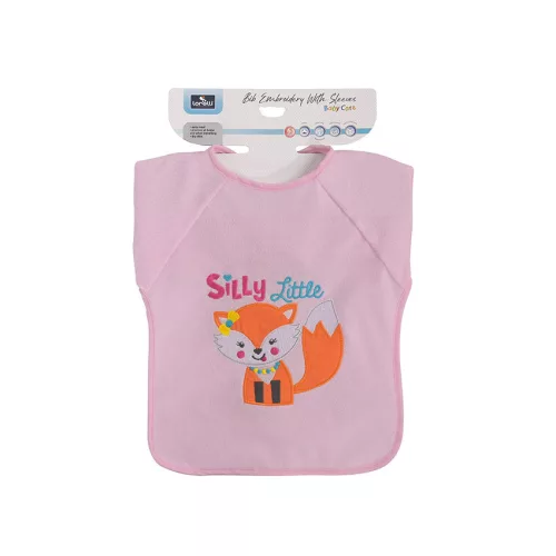Baby Care hímzett hosszú ujjú pamut előke - Girl