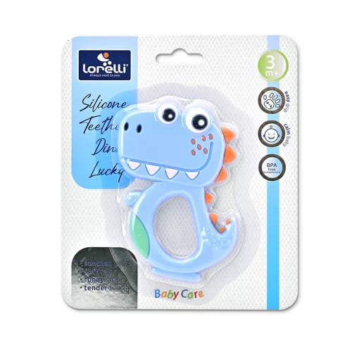 Baby Care szilikon rágóka - Dino Lucky Blue
