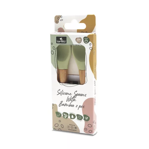 Lorelli Szilikon kanalak bambusz nyéllel, 2 db - fresh green