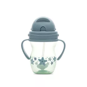   Baby Care szívószálas itató fogantyúval 275ml - Blue/Green