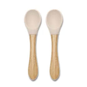 Lorelli szilikon kanalak bambusz nyéllel 2 db - Beige