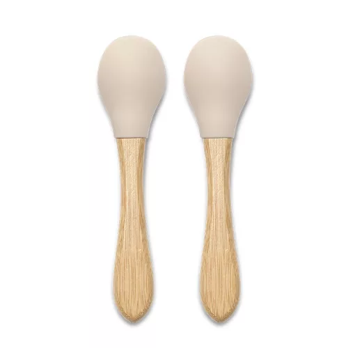Lorelli szilikon kanalak bambusz nyéllel 2 db - Beige