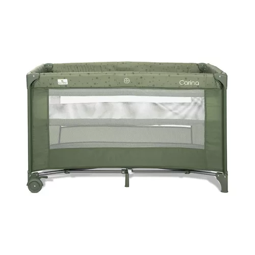 Lorelli Carina 2 multifunkciós utazóágy - Oil Green Stars
