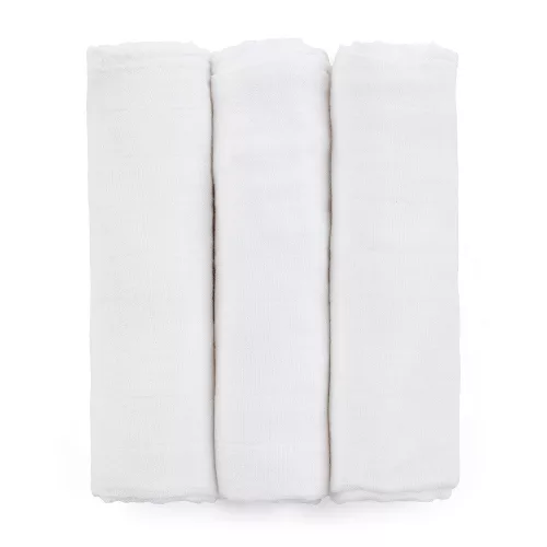 Petite&Mars Bambusz muszlin 3db-os pelenka szett, Moussy Total White, 68 x 68 cm