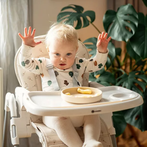 Petite&Mars Etetőszék huzat és tálca, Gusto, Jasmine Honey