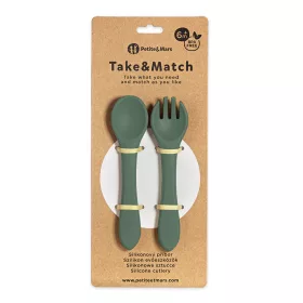   Petite&Mars Szilikon evőeszközök, TAKE&MATCH, Misty Green, 6 hó+