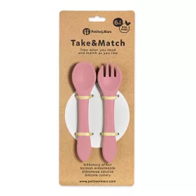   Petite&Mars Szilikon evőeszközök, TAKE&MATCH, Dusty Rose, 6 hó+