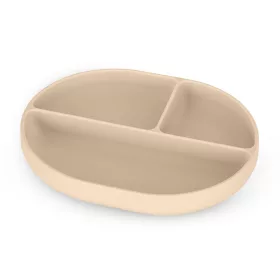   Petite&Mars Szilikon osztott ovális tányér, Take&Match, Desert Sand, 6 hó+