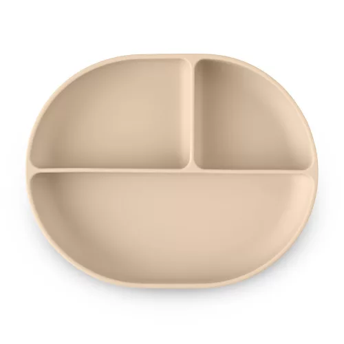 Petite&Mars Szilikon osztott ovális tányér, Take&Match, Desert Sand, 6 hó+