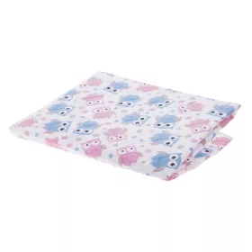   Akuku PEVA pelenkázó lap 55×70 cm – Kék-rózsaszín baglyos